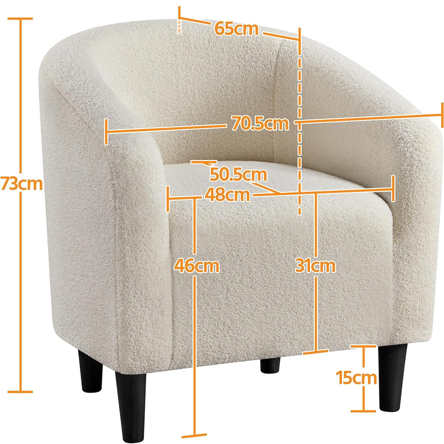 Yaheetech Ivory Boucle Barrel Accent Chair