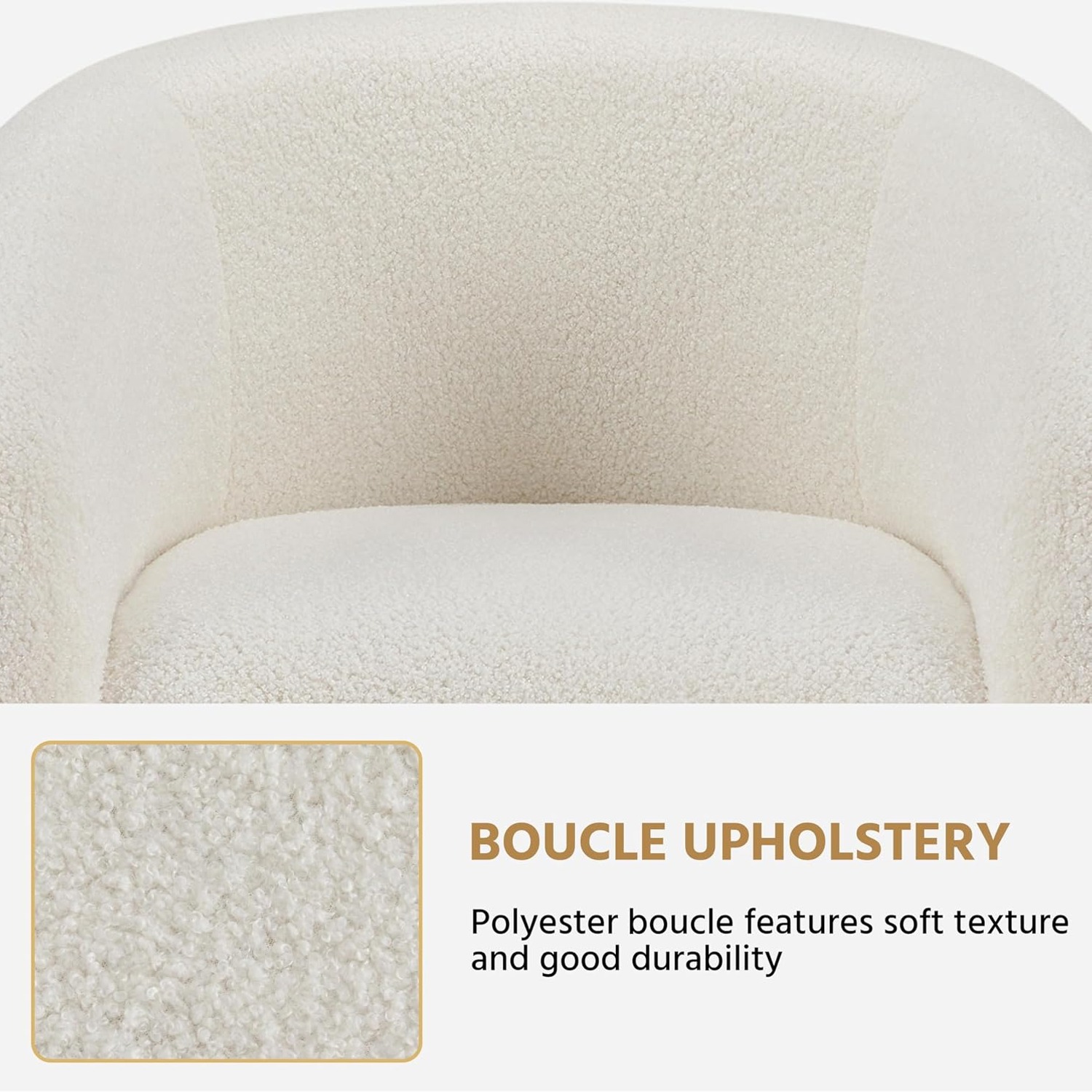 Yaheetech Ivory Boucle Barrel Accent Chair