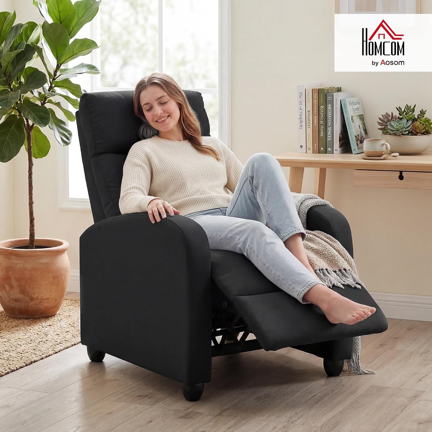 HOMCOM Black Push Back Recliner: image 2