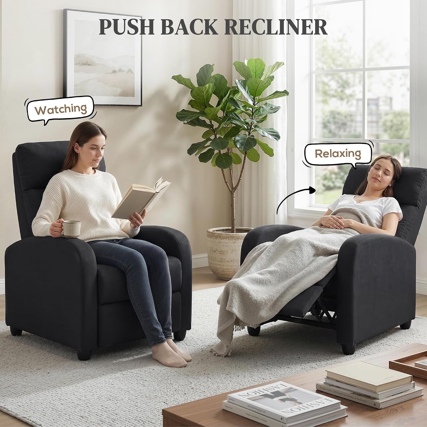 HOMCOM Black Push Back Recliner: image 4