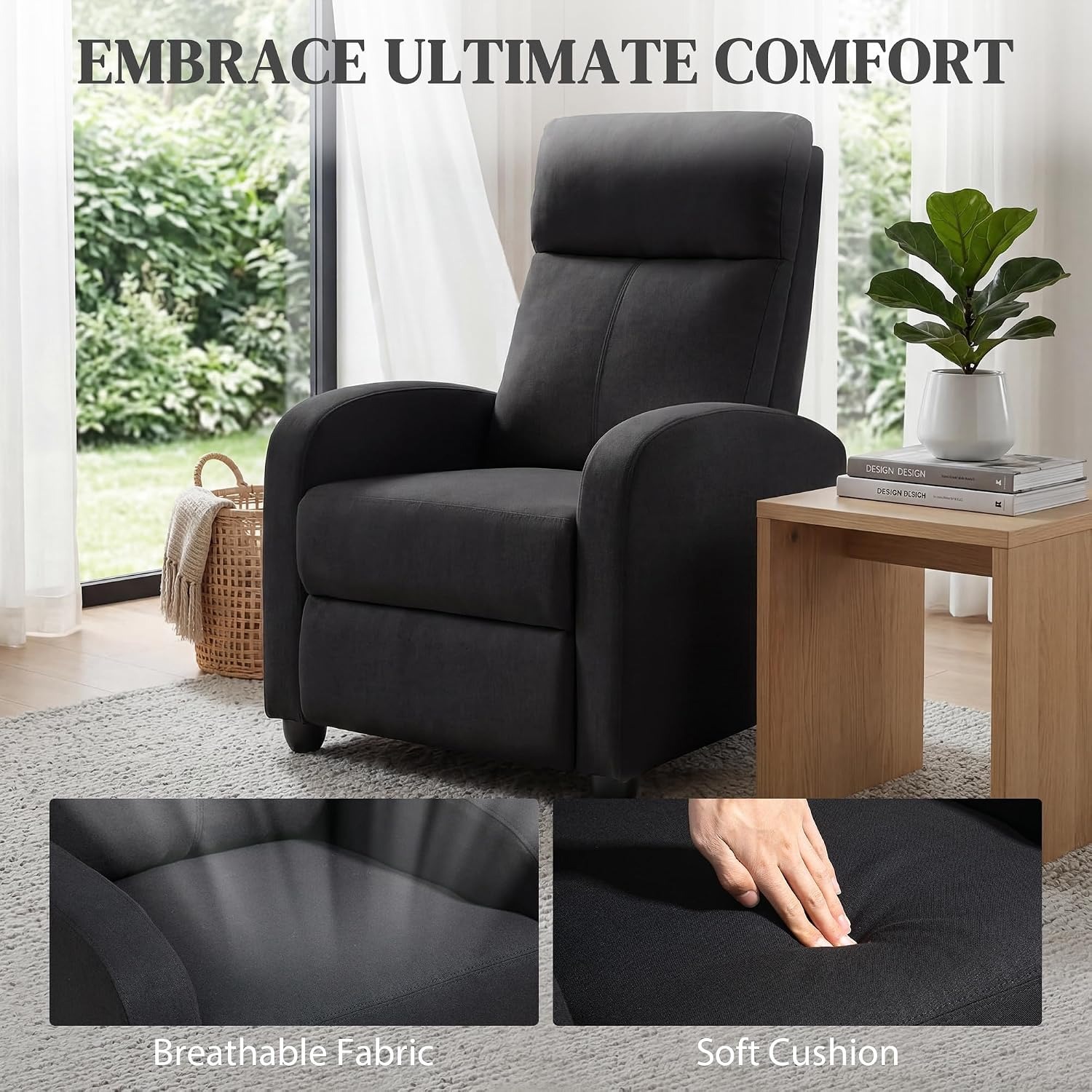HOMCOM Black Push Back Recliner: image 5