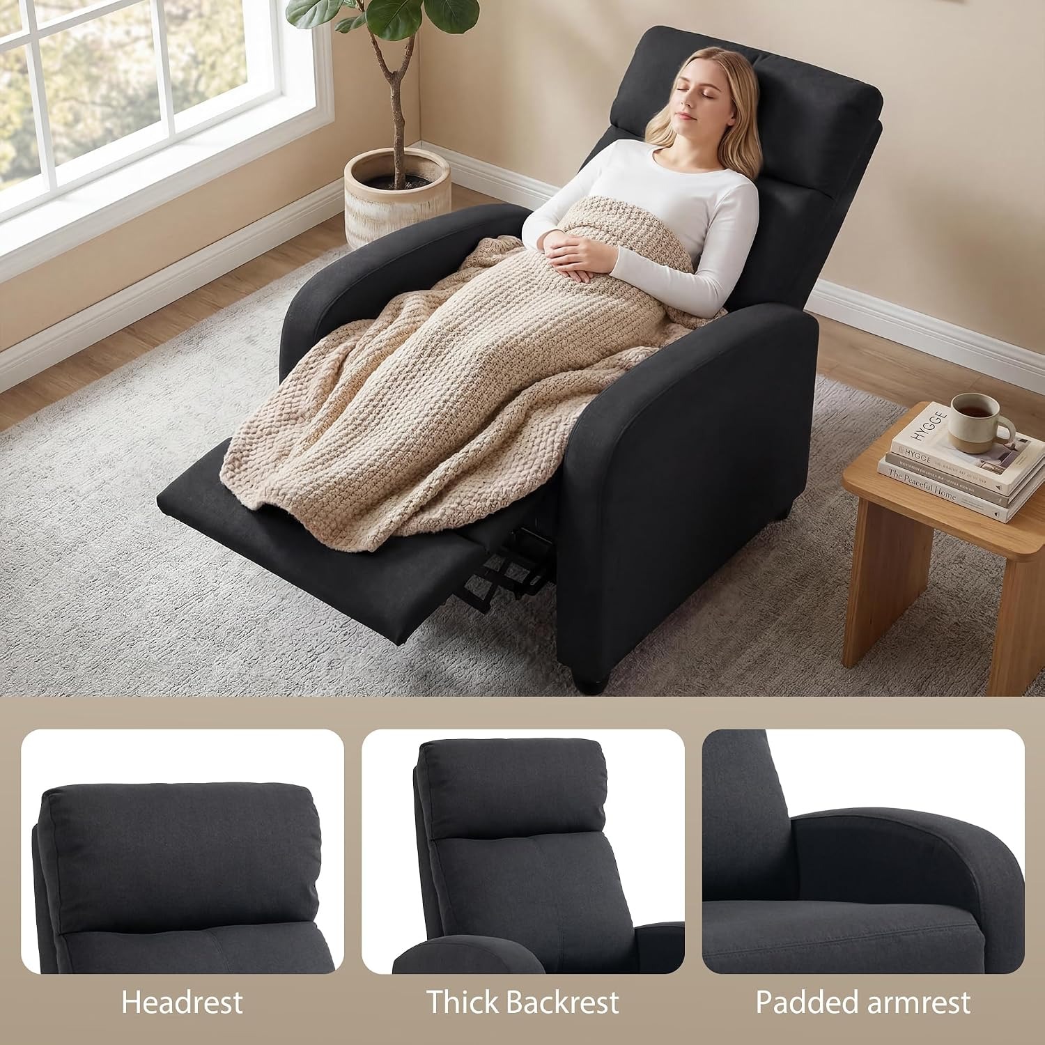 HOMCOM Black Push Back Recliner: image 6