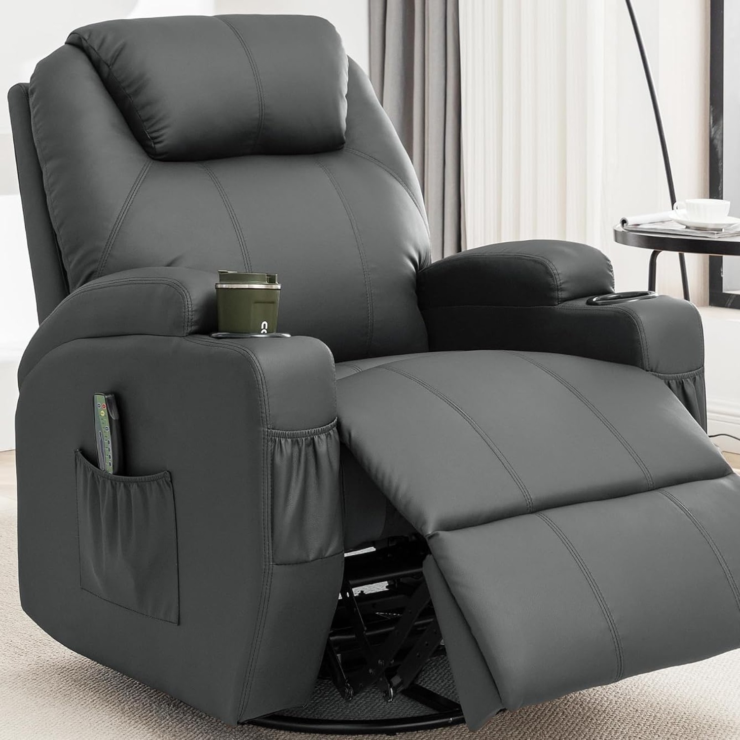 Korser Heated Swivel Massage Recliner: image 1
