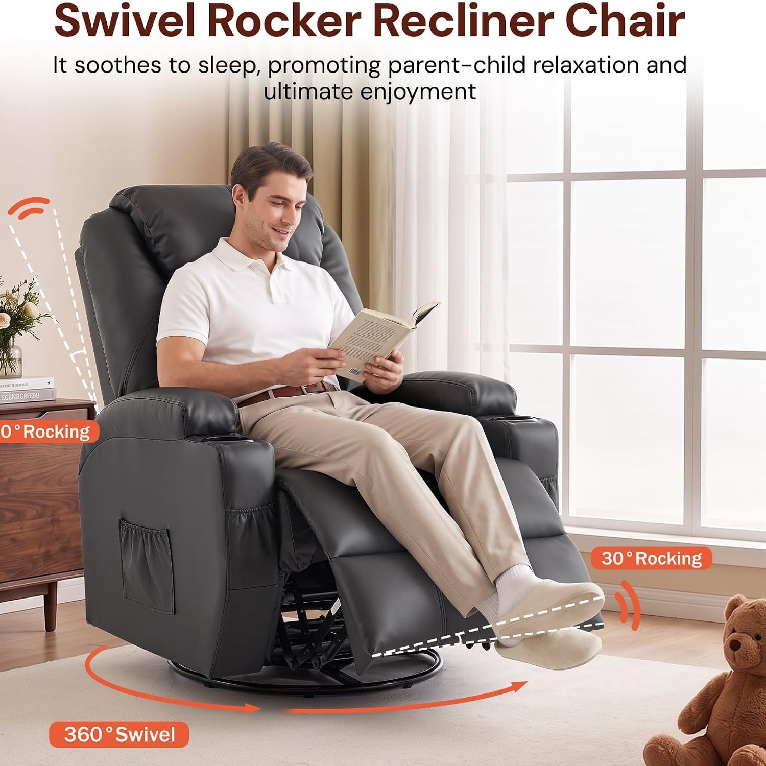 Korser Heated Swivel Massage Recliner