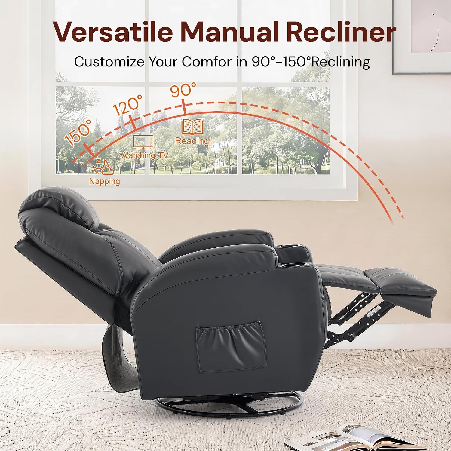 Korser Heated Swivel Massage Recliner