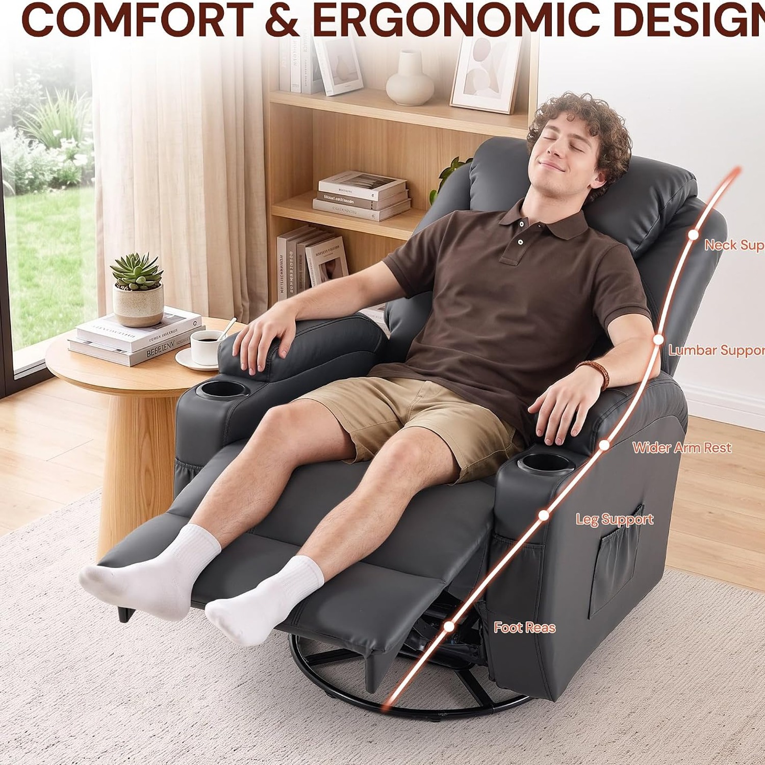 Korser Heated Swivel Massage Recliner