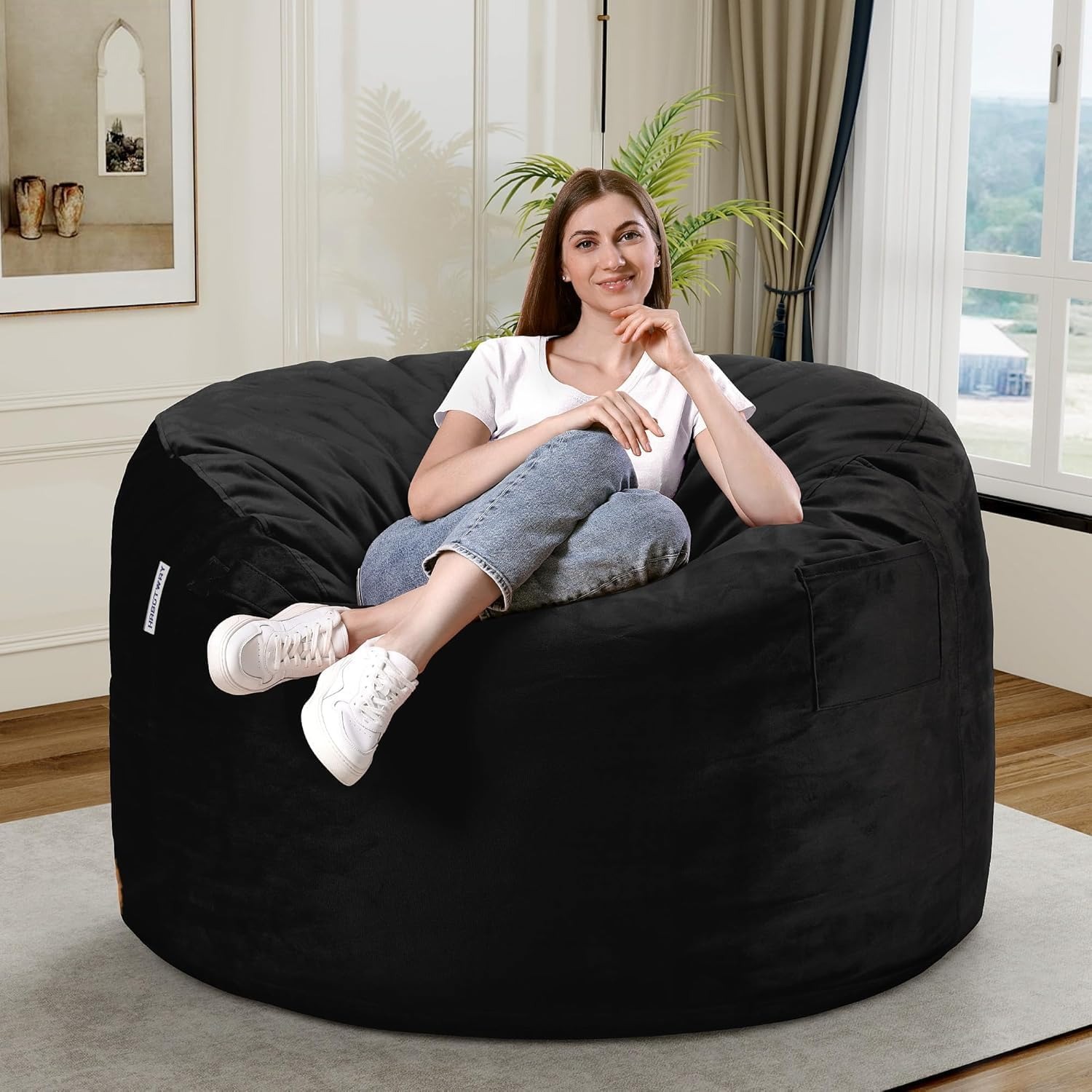 HABUTWAY 3 Foot Memory Foam Bean Bag Chair