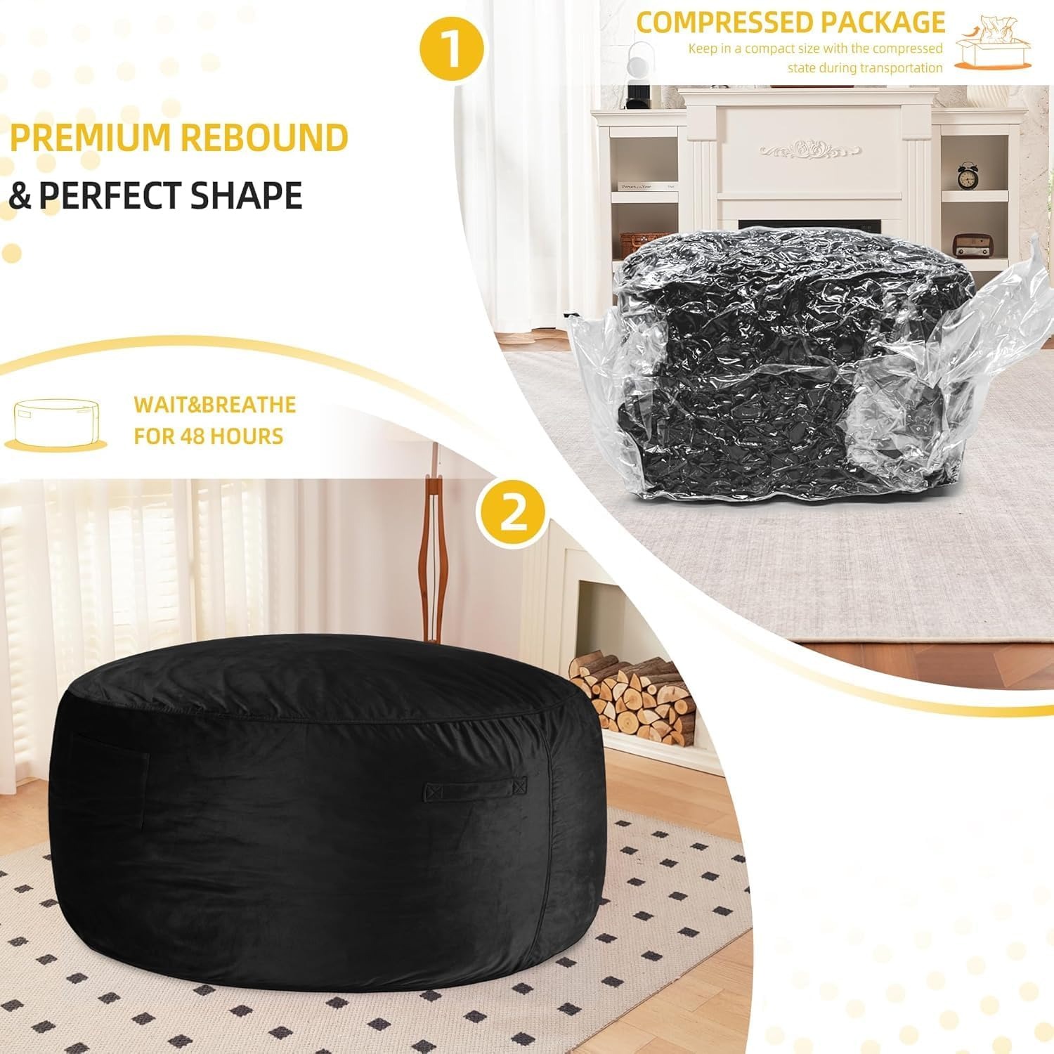 HABUTWAY 3 Foot Memory Foam Bean Bag Chair: image 7