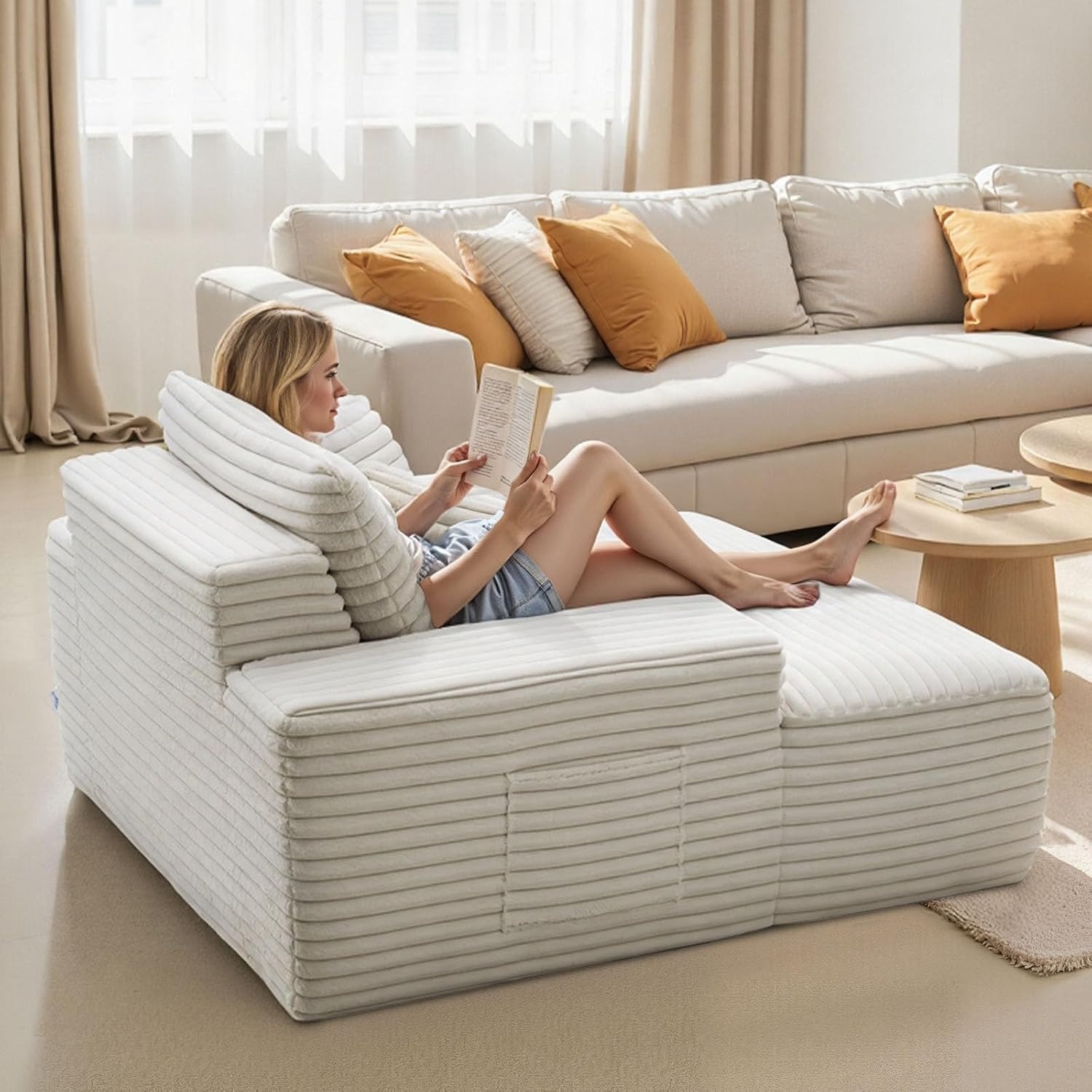 VEVOR Oversized Faux Fur Chaise Lounge