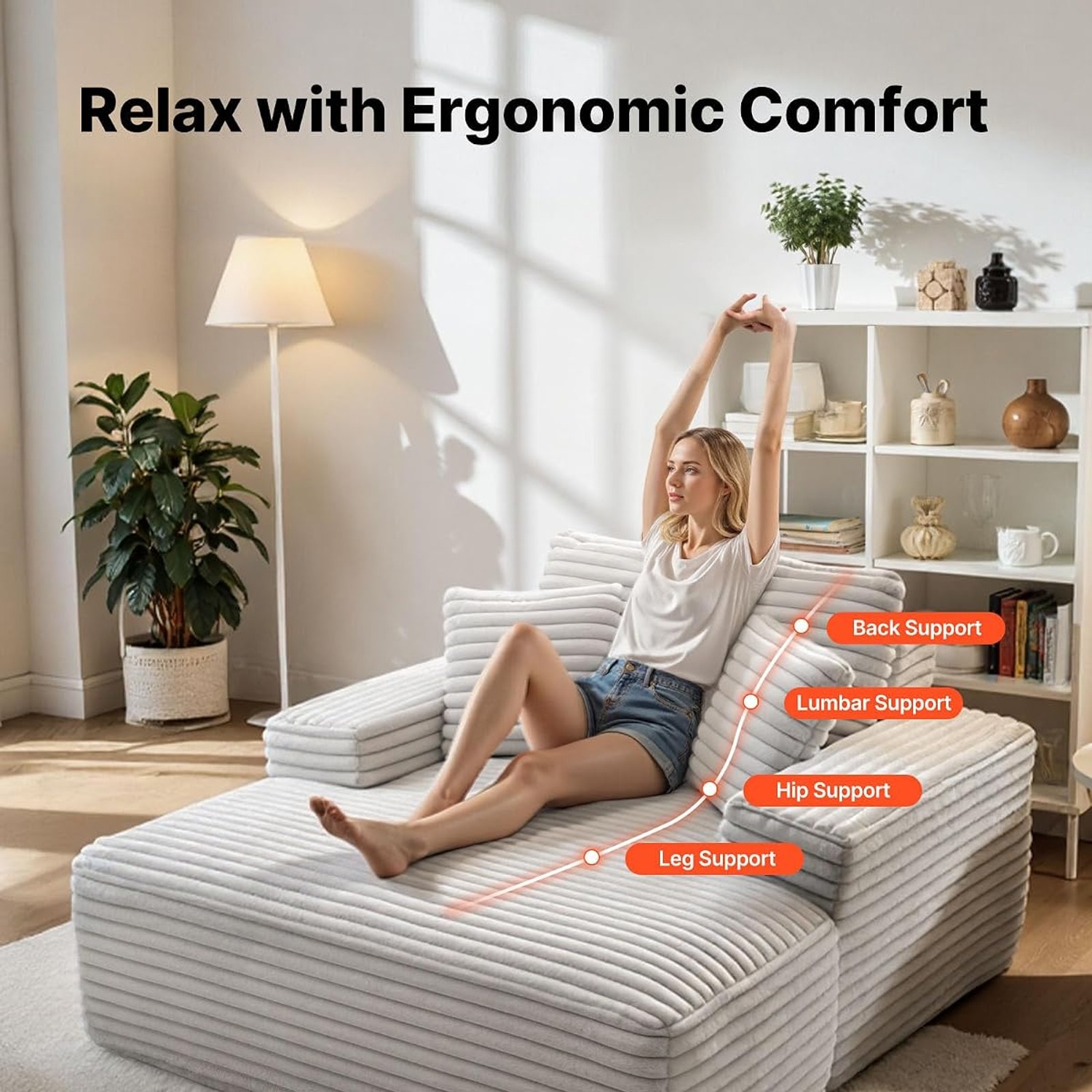 VEVOR Oversized Faux Fur Chaise Lounge