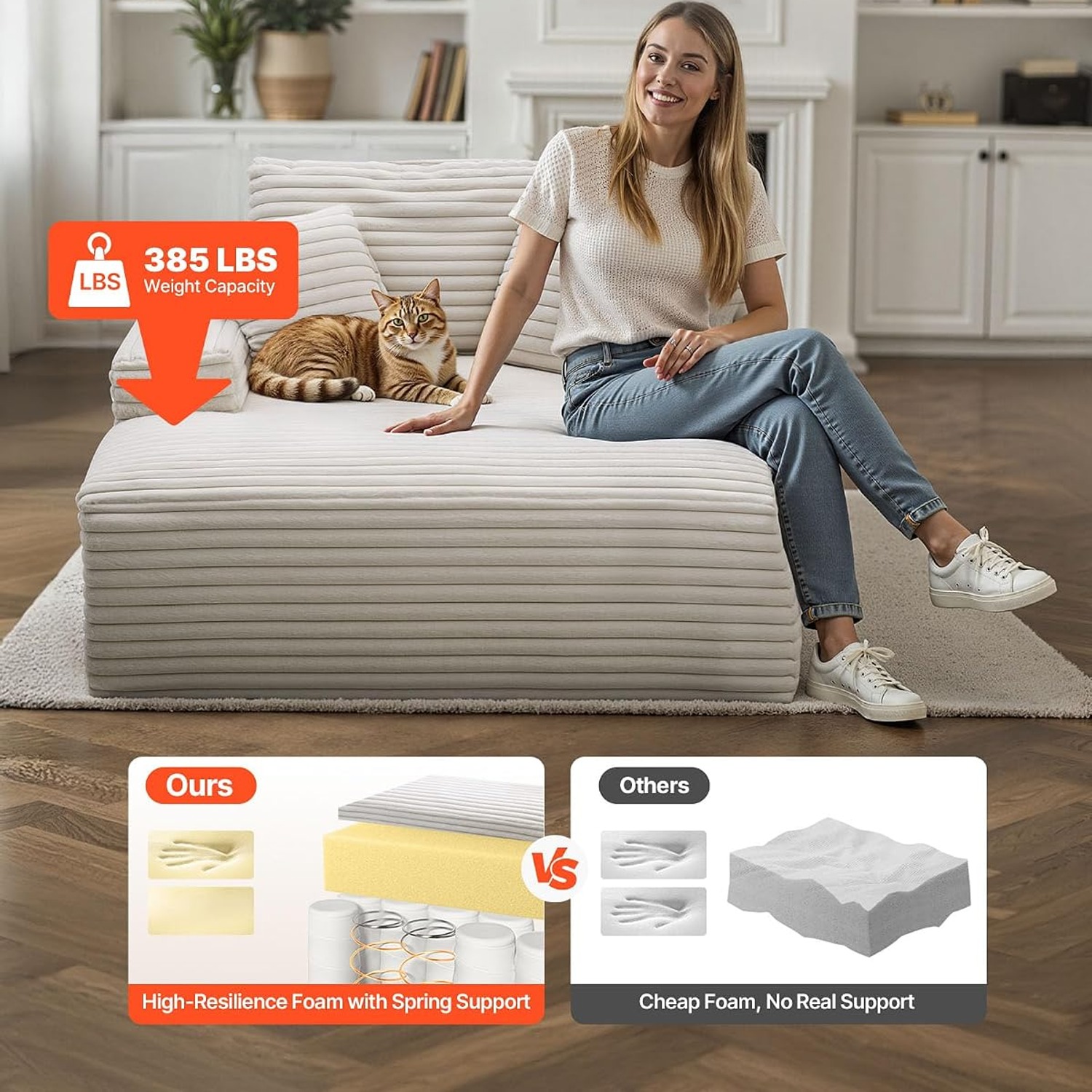 VEVOR Oversized Faux Fur Chaise Lounge