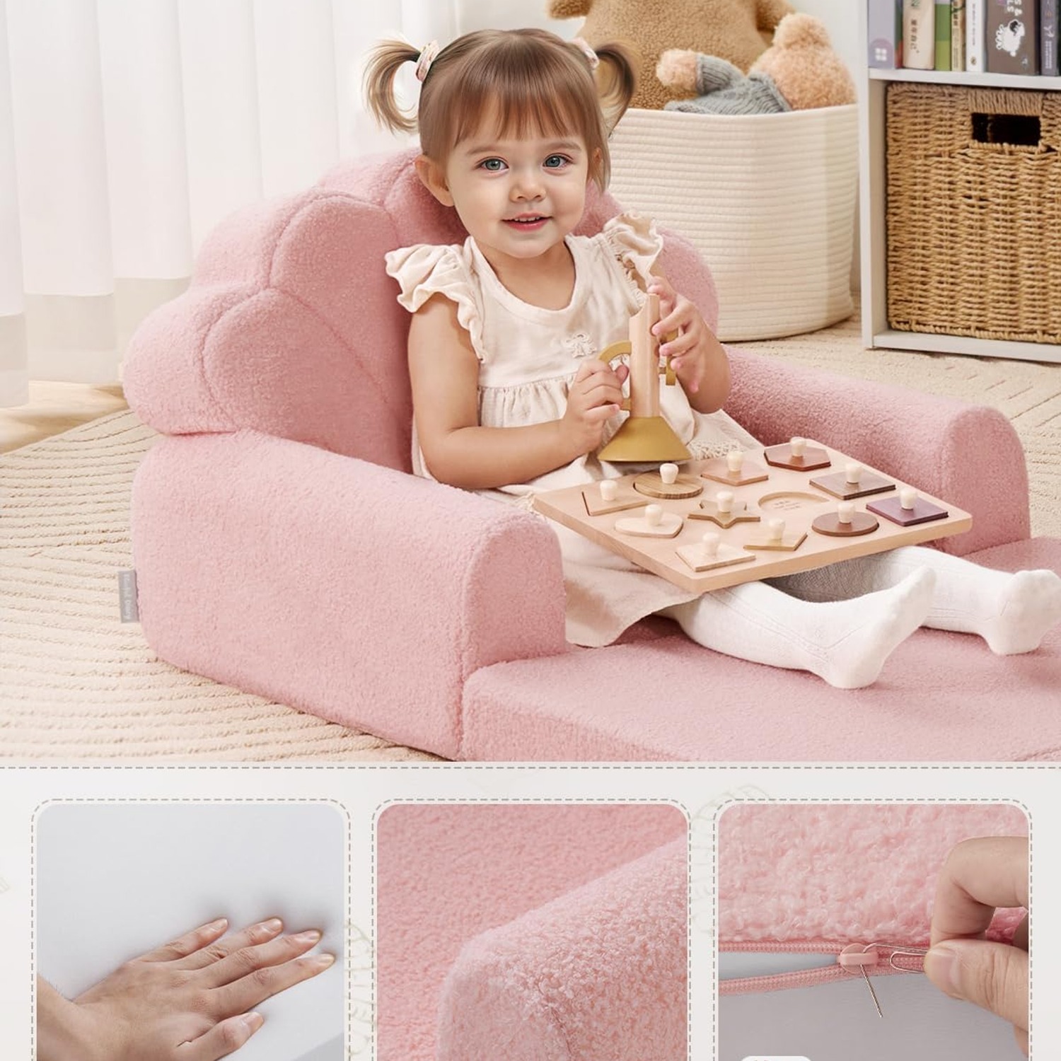 Blissful Diary Pink Seashell Fold Out Kids Couch: image 5