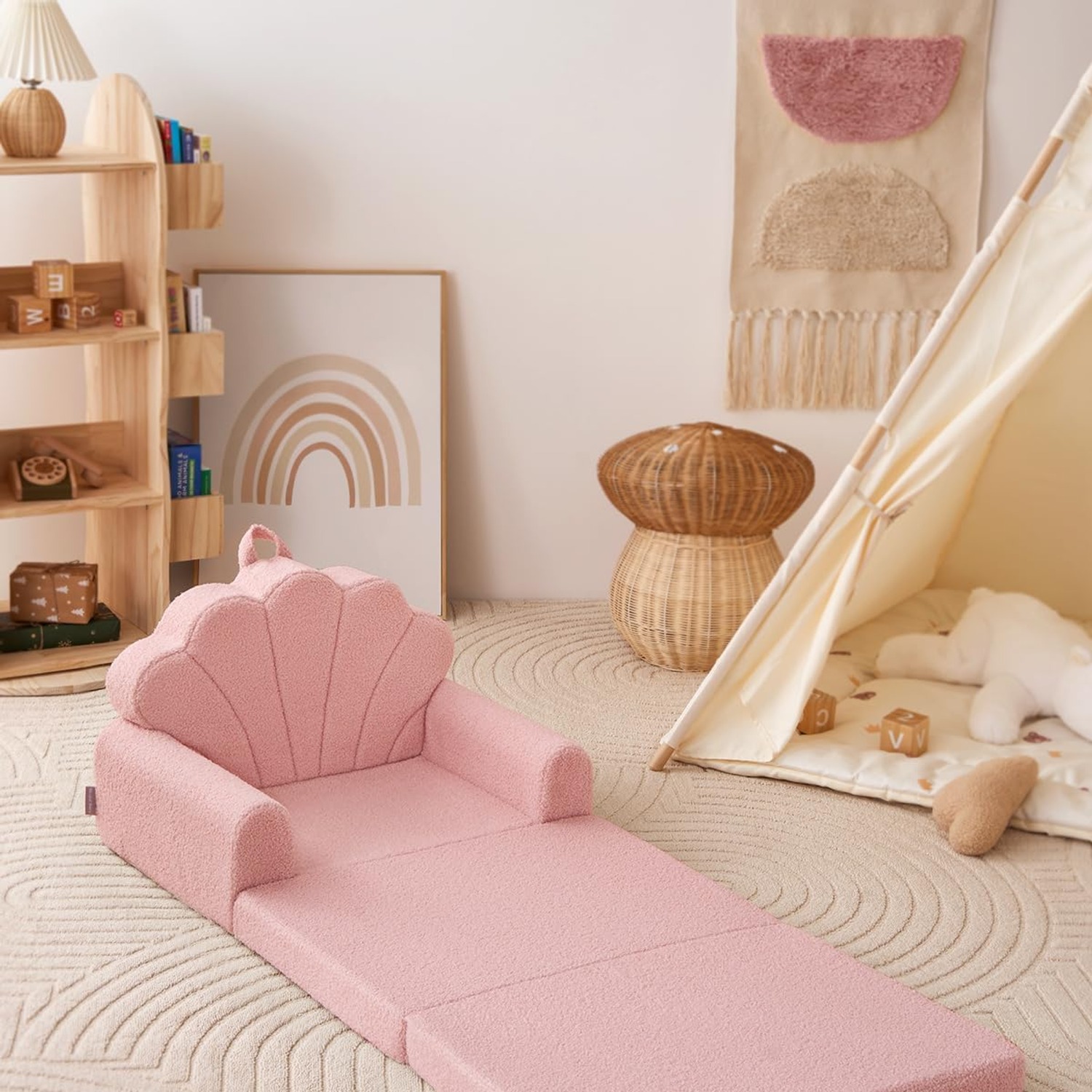 Blissful Diary Pink Seashell Fold Out Kids Couch: image 8