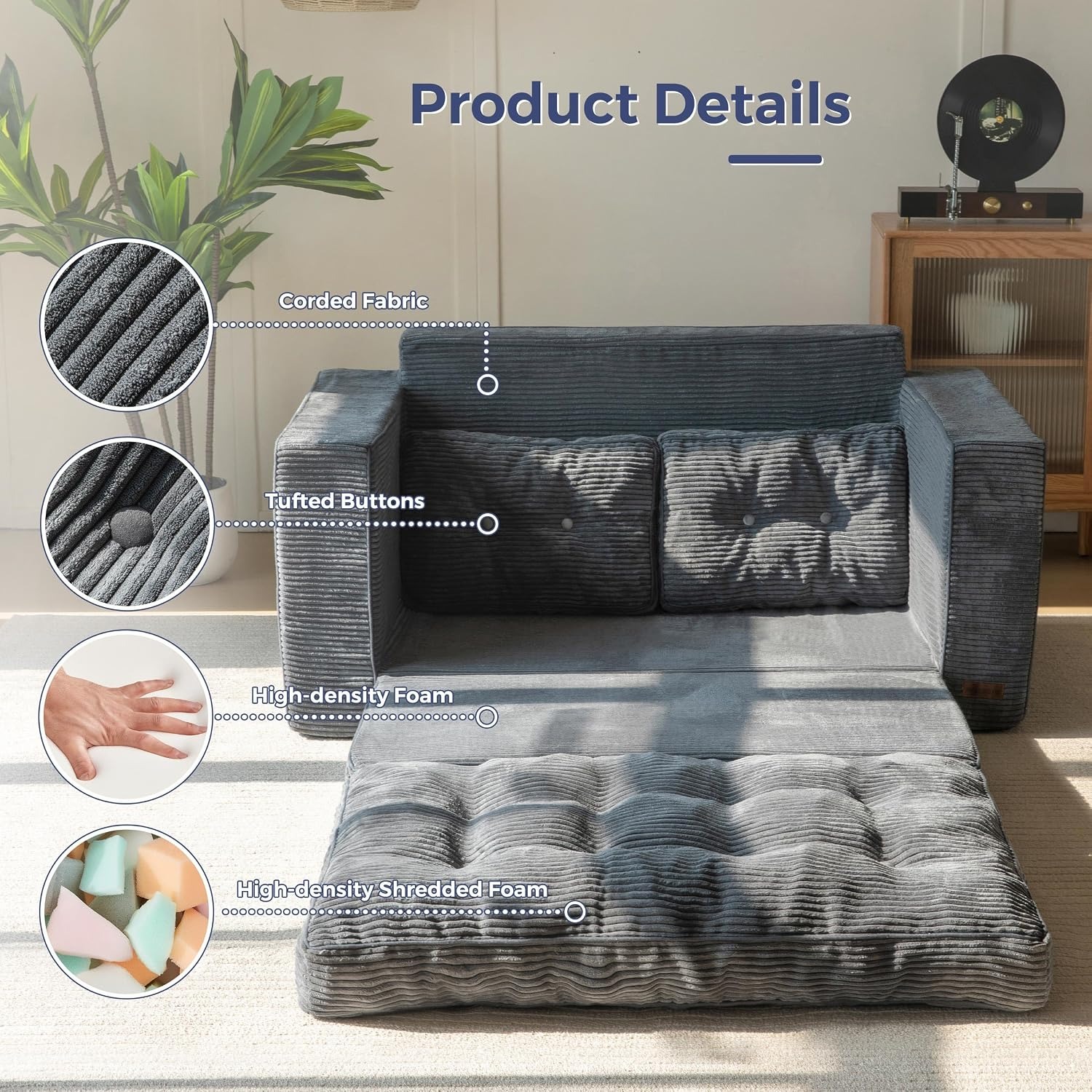 MAXYOYO Tri-Fold Loveseat Sofa Bed