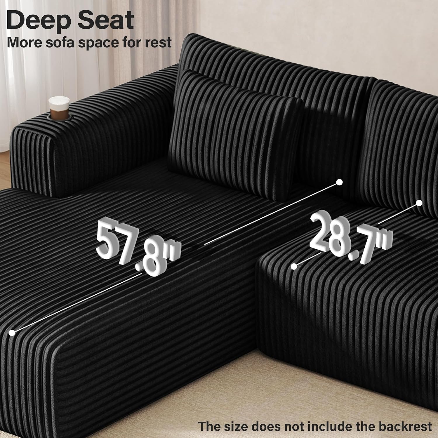 DURASPACE Corduroy L-Shaped Sectional Sofa: image 6
