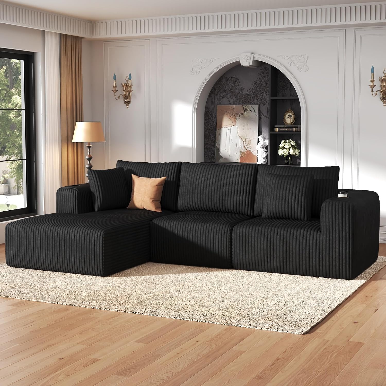 DURASPACE Corduroy L-Shaped Sectional Sofa: image 1