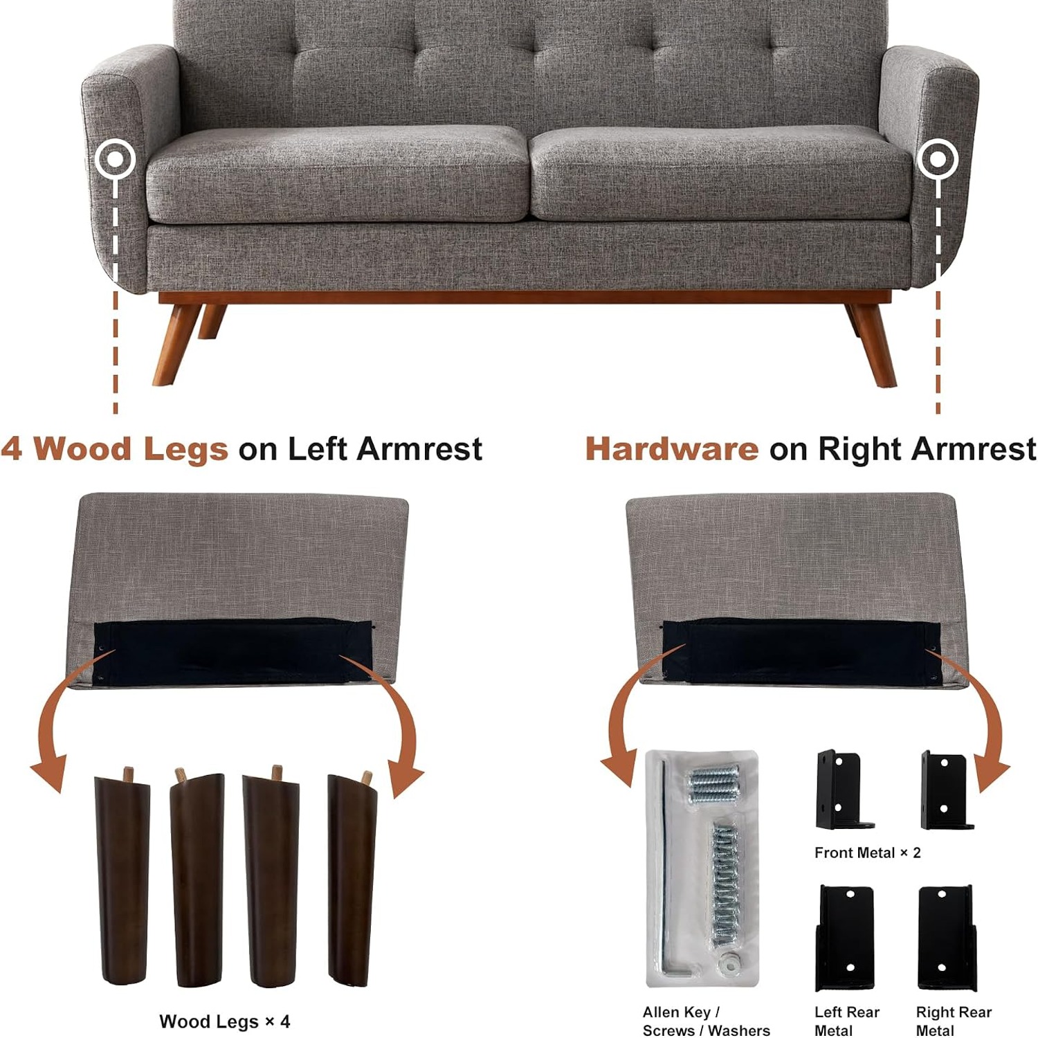 Kingfun Tufted Loveseat Sofa