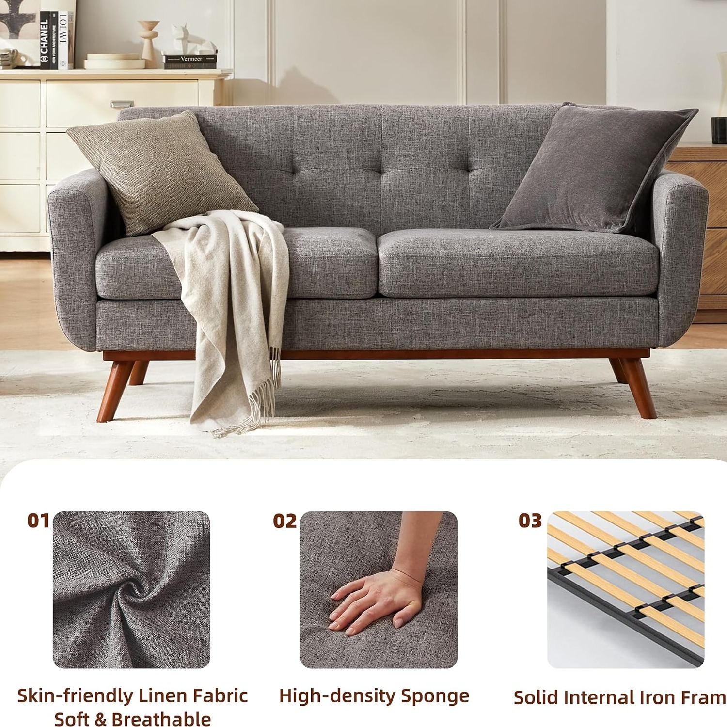 Kingfun Tufted Loveseat Sofa: image 7