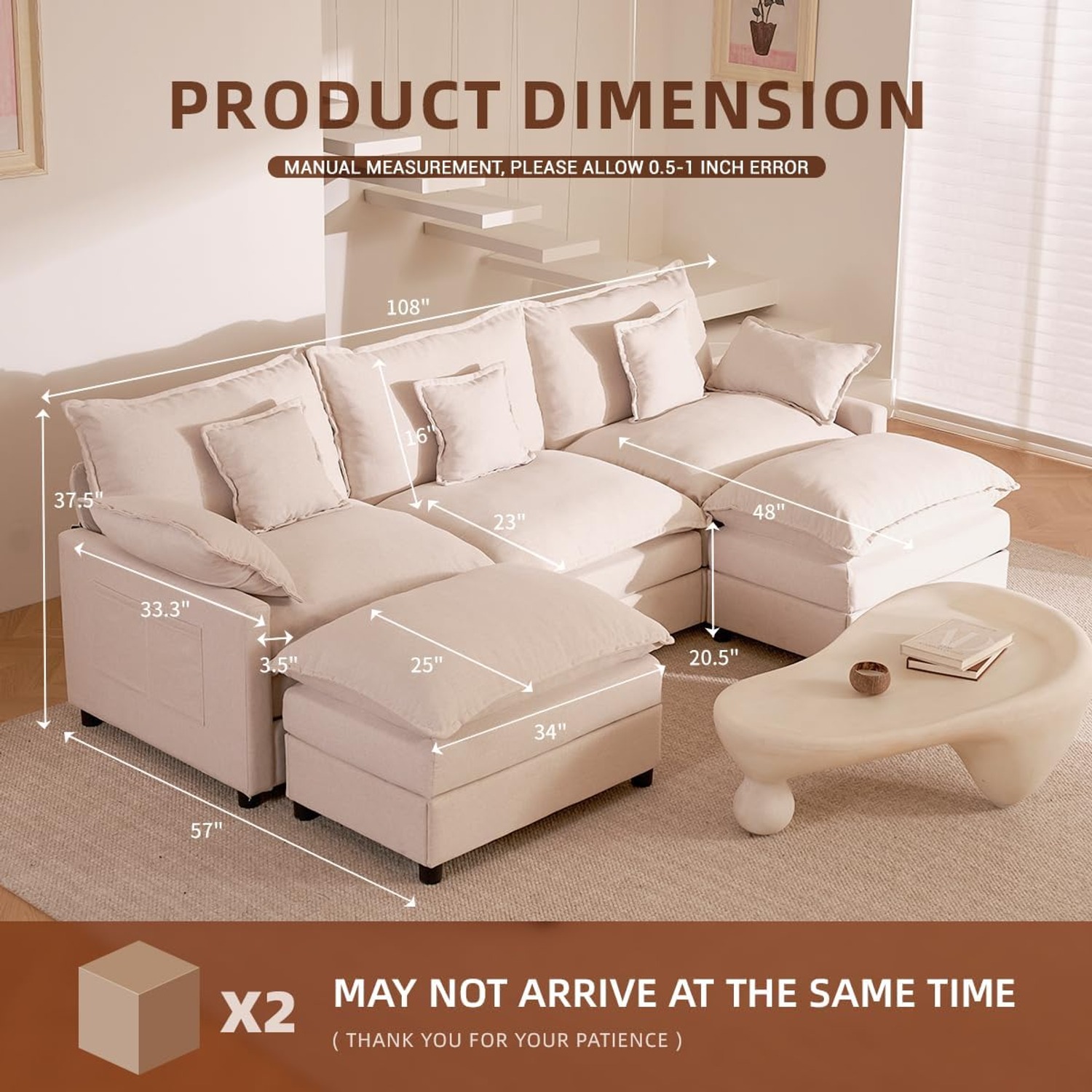 BIGSYY U Shaped Sectional Sofa: image 2