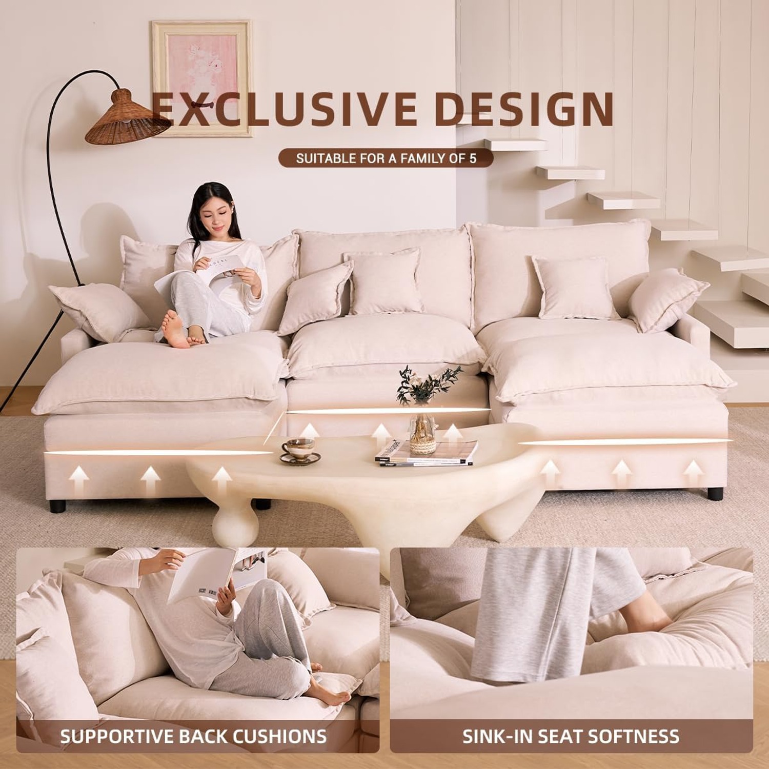 BIGSYY U Shaped Sectional Sofa: image 3