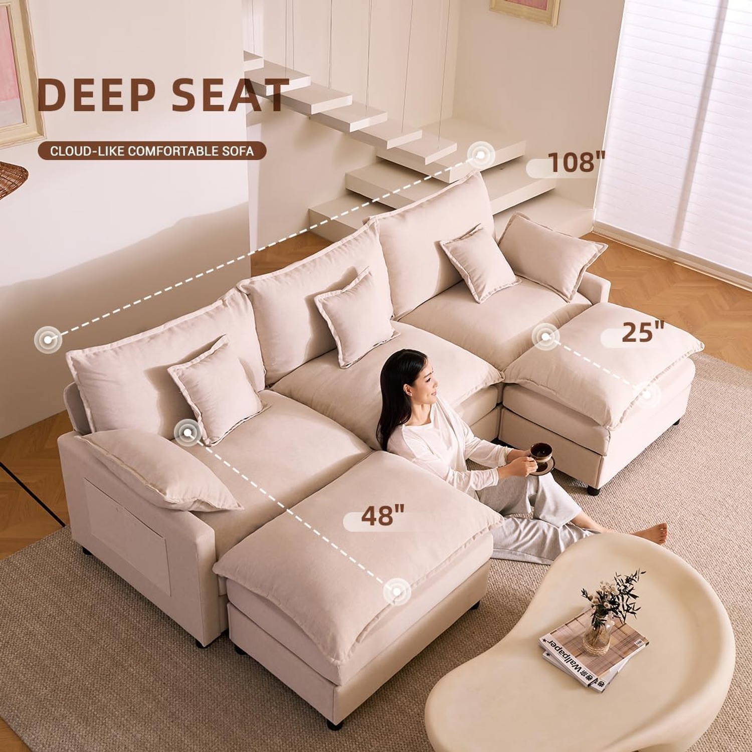 BIGSYY U Shaped Sectional Sofa: image 4