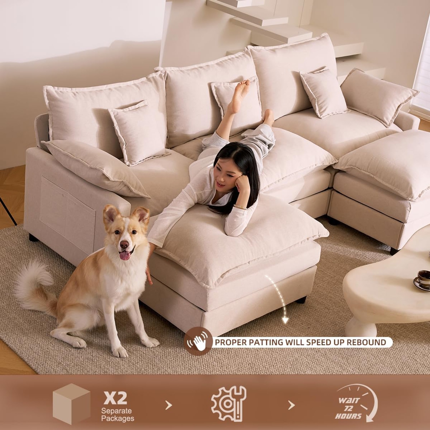 BIGSYY U Shaped Sectional Sofa: image 5