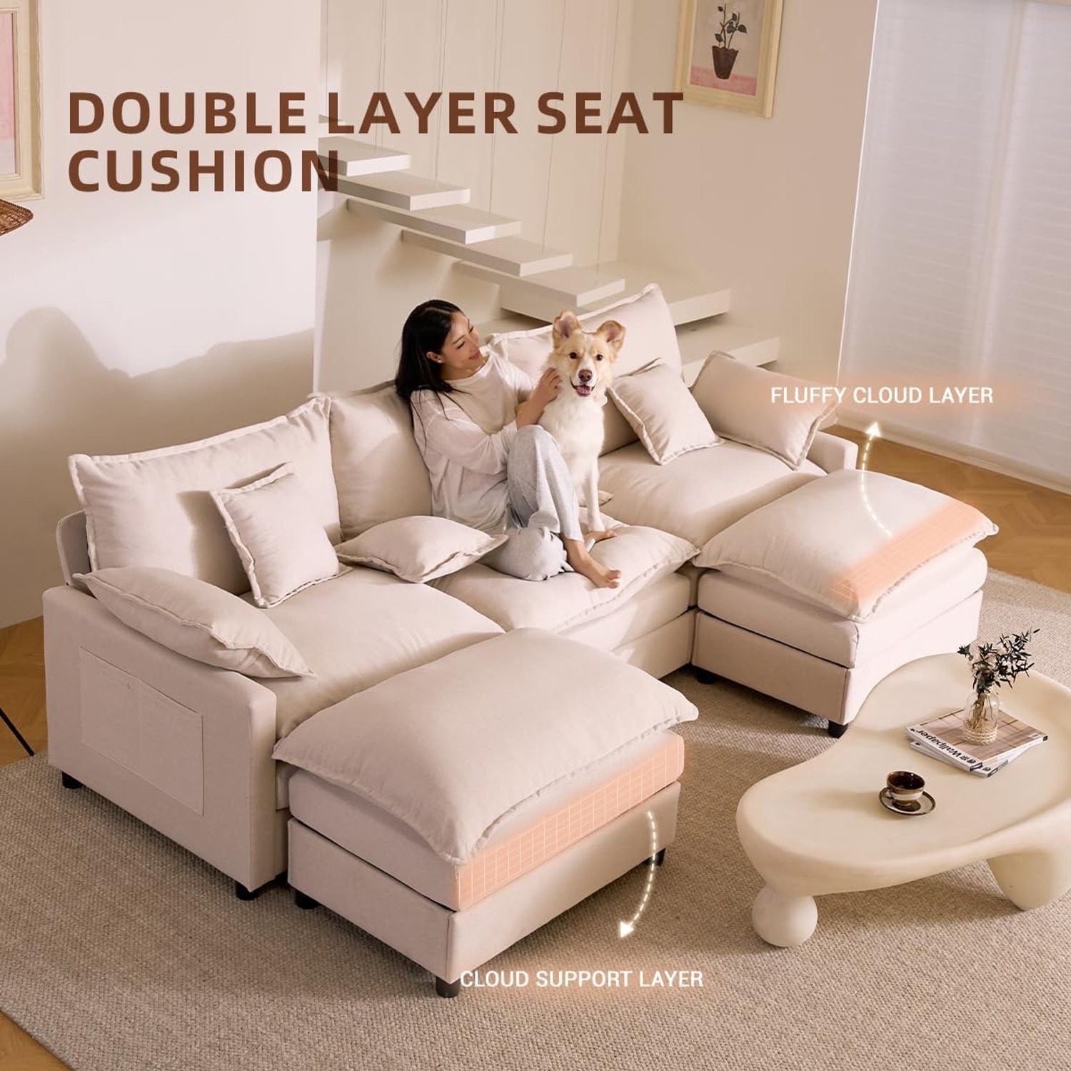 BIGSYY U Shaped Sectional Sofa: image 6