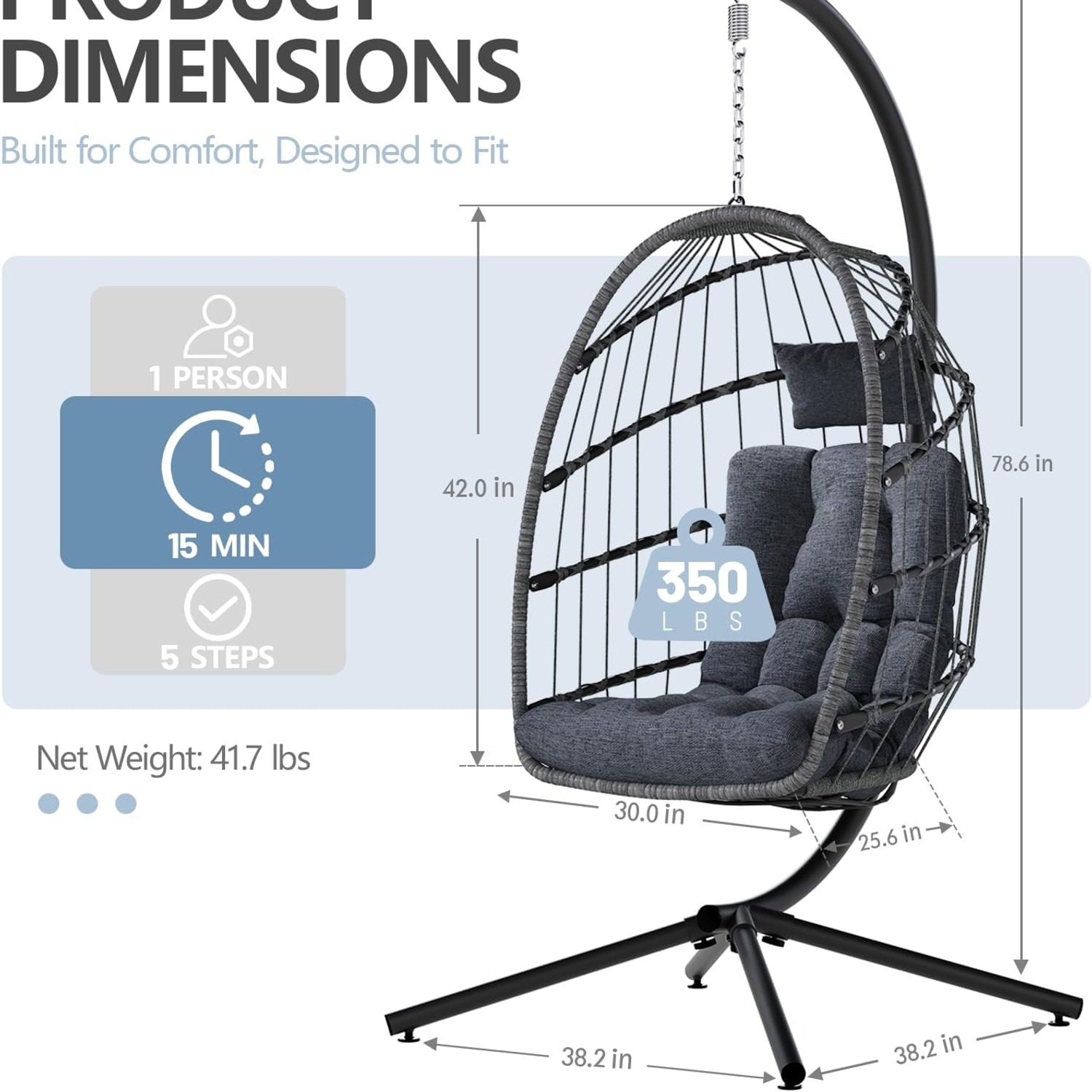 SWITTE Hanging Egg Chair with Stand