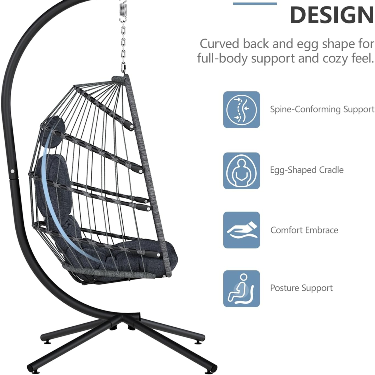 SWITTE Hanging Egg Chair with Stand