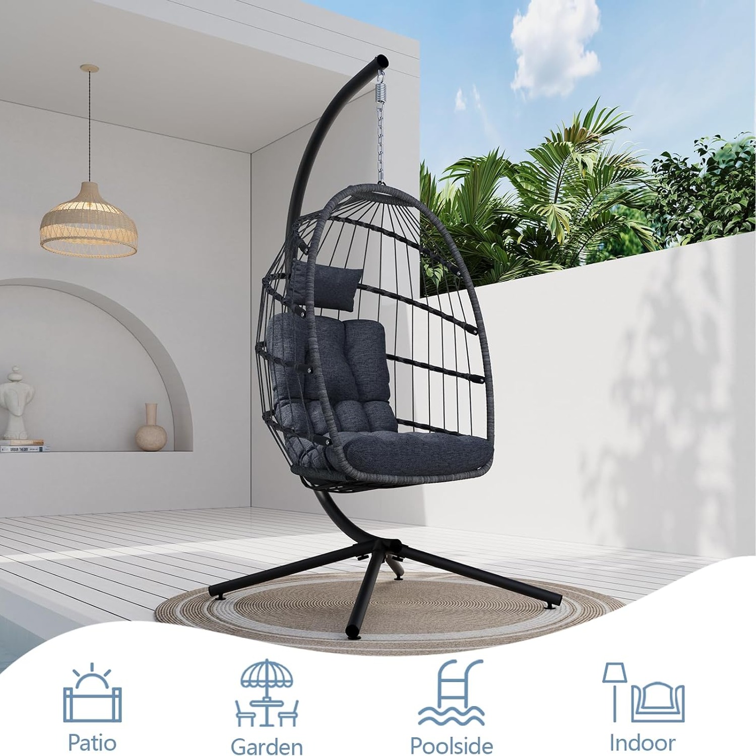 SWITTE Hanging Egg Chair with Stand