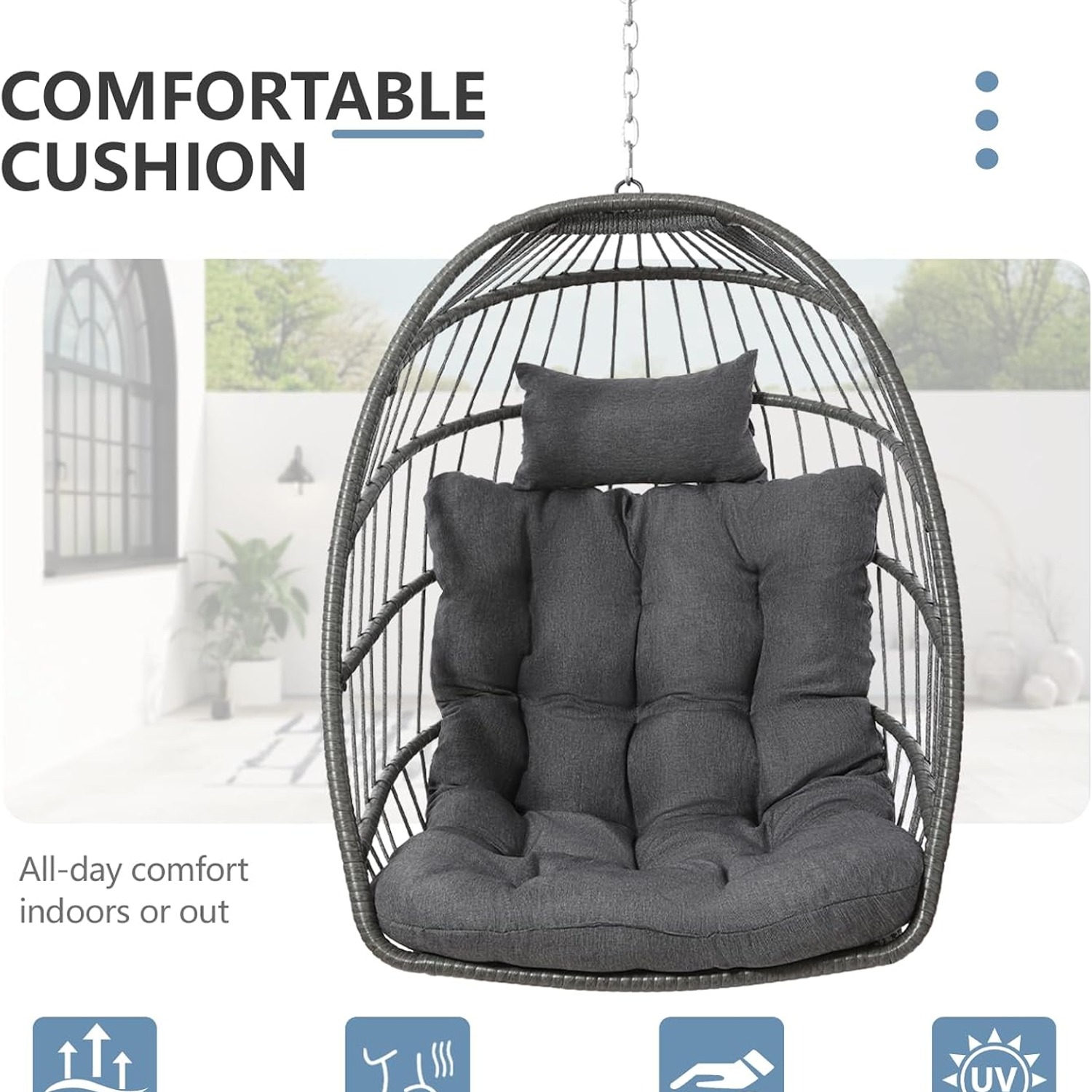 SWITTE Hanging Egg Chair with Stand: image 7