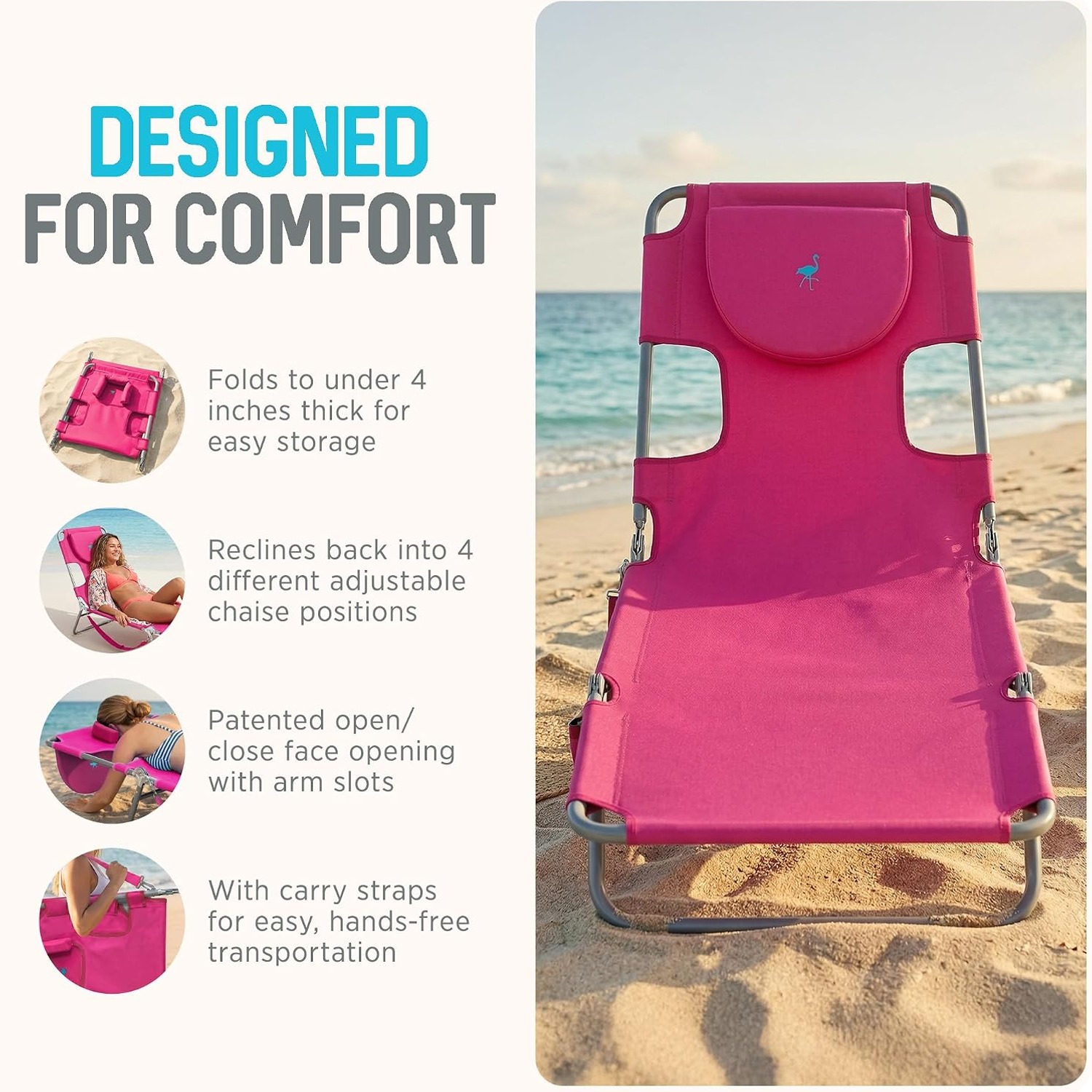 Ostrich Folding Face-Down Chaise Lounge