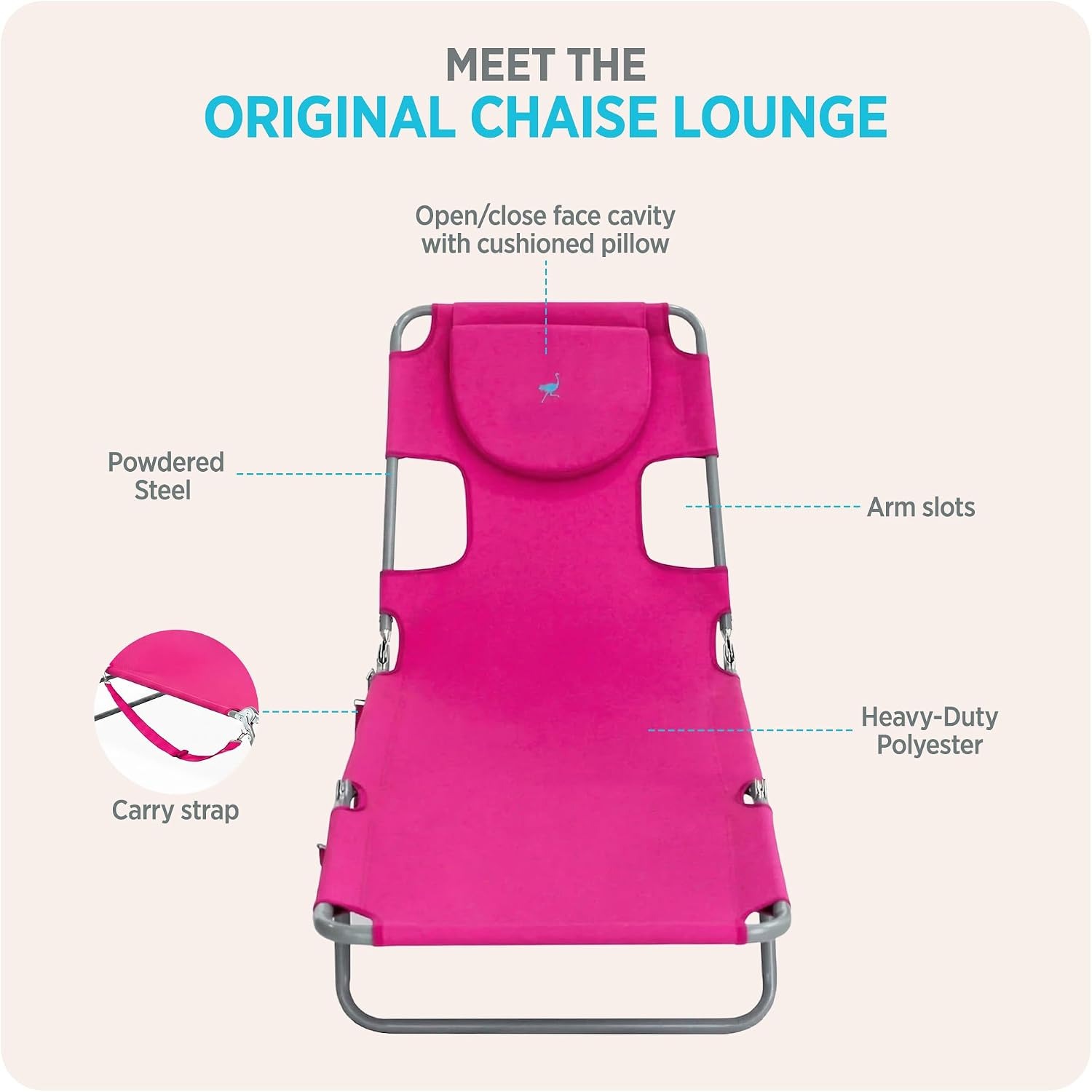 Ostrich Folding Face-Down Chaise Lounge