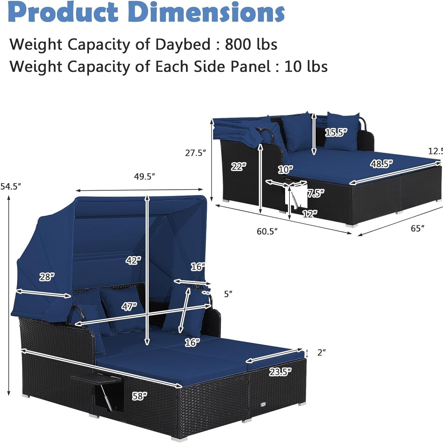 Tangkula Canopy Wicker Daybed