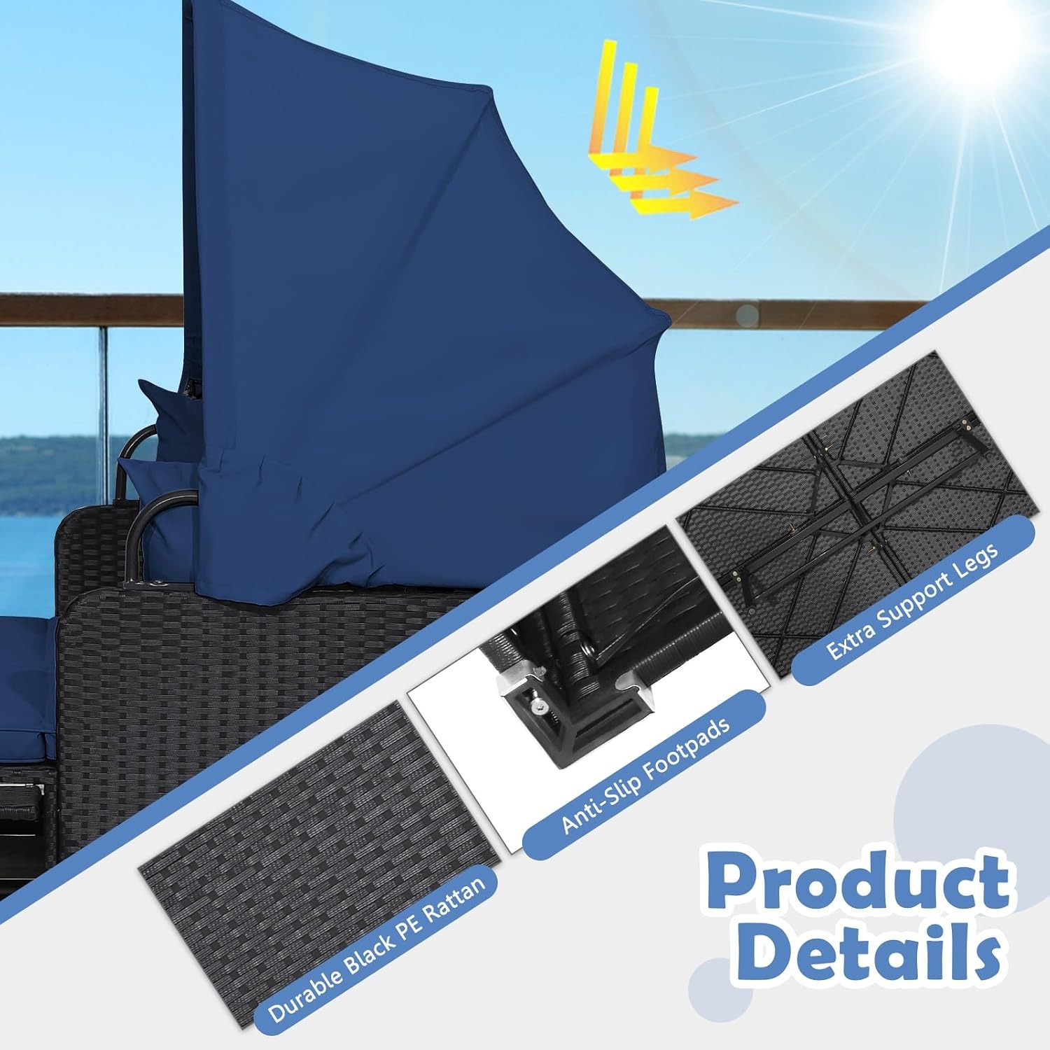 Tangkula Canopy Wicker Daybed