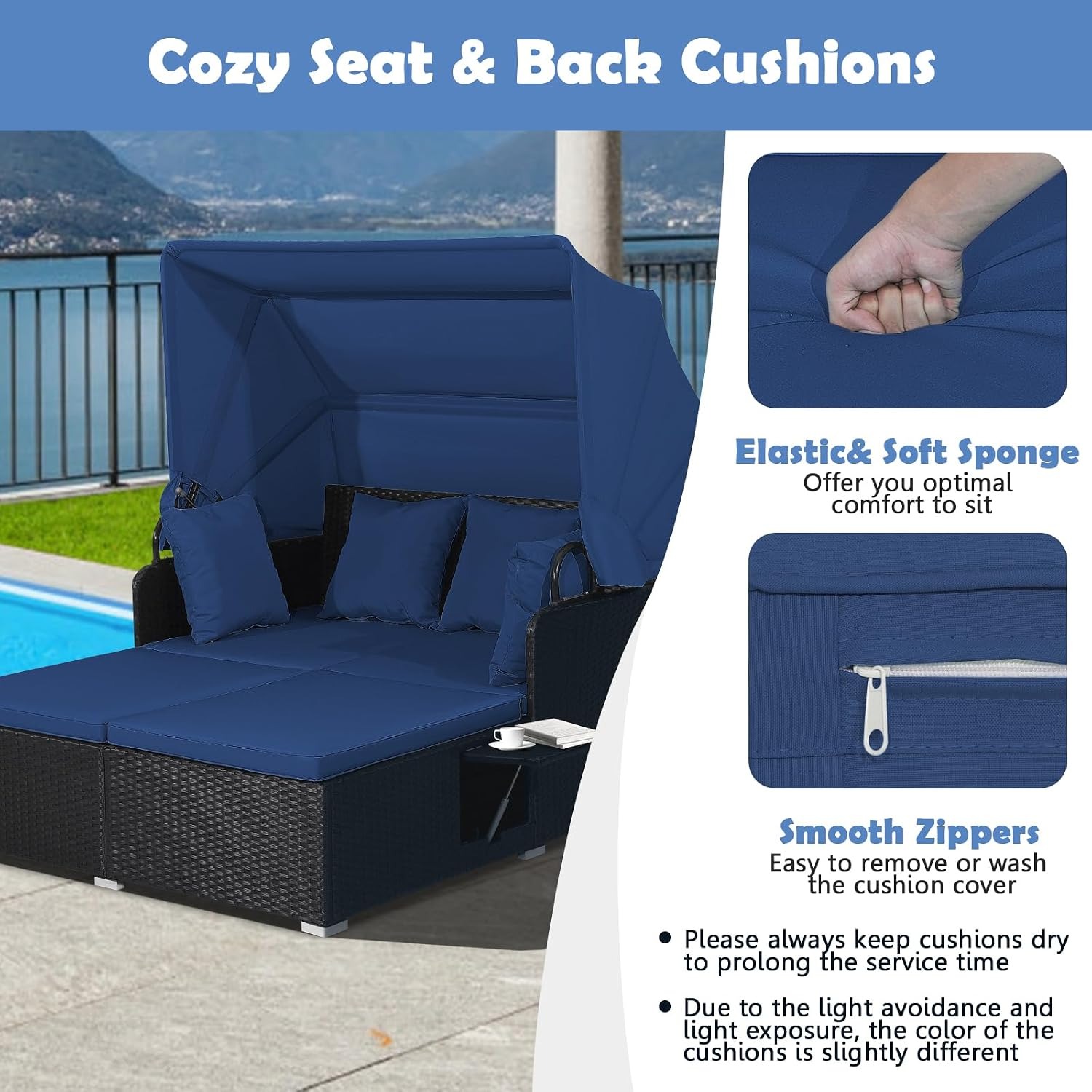 Tangkula Canopy Wicker Daybed