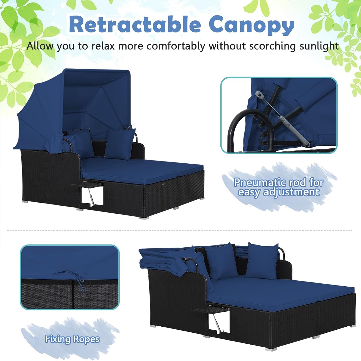 Tangkula Canopy Wicker Daybed: image 8