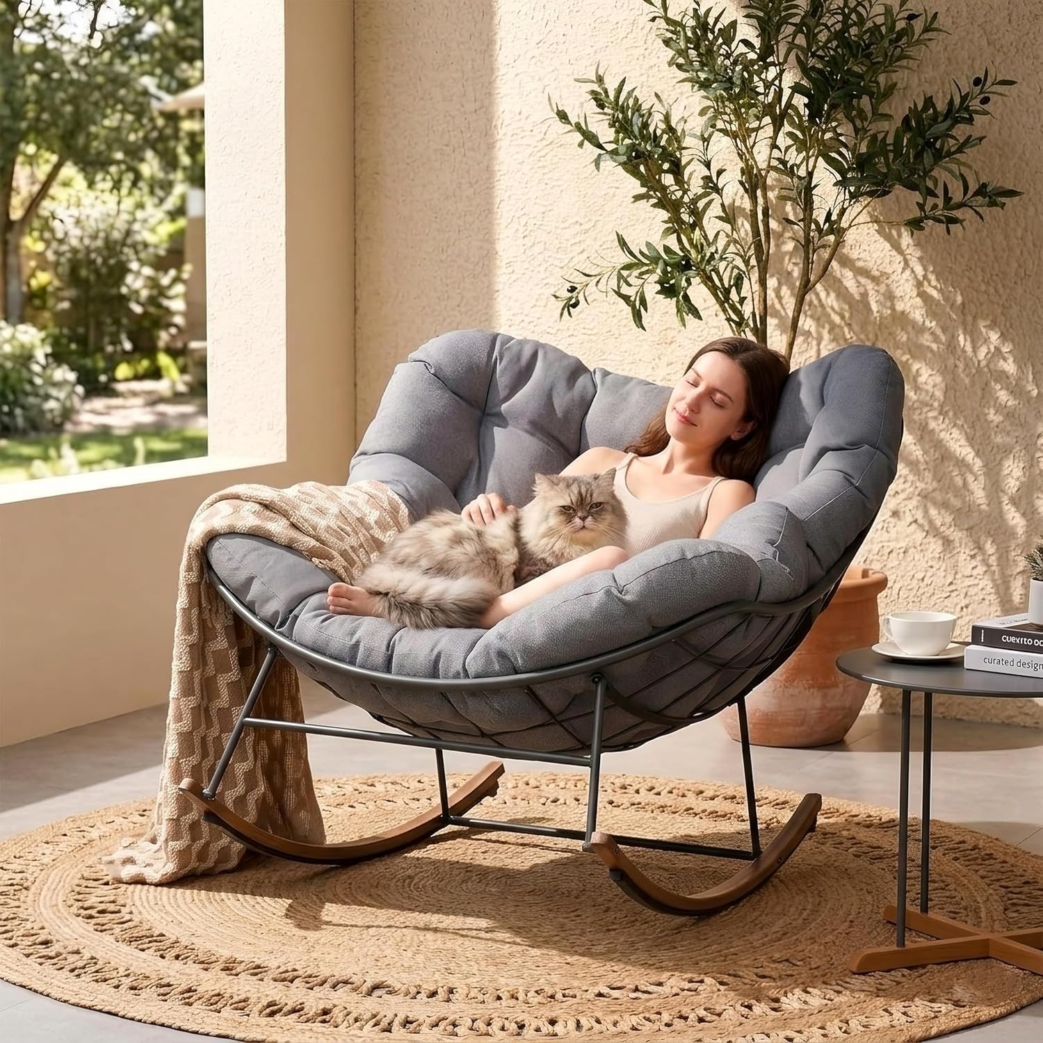 Grand patio Papasan Egg Rocking Chair: image 1