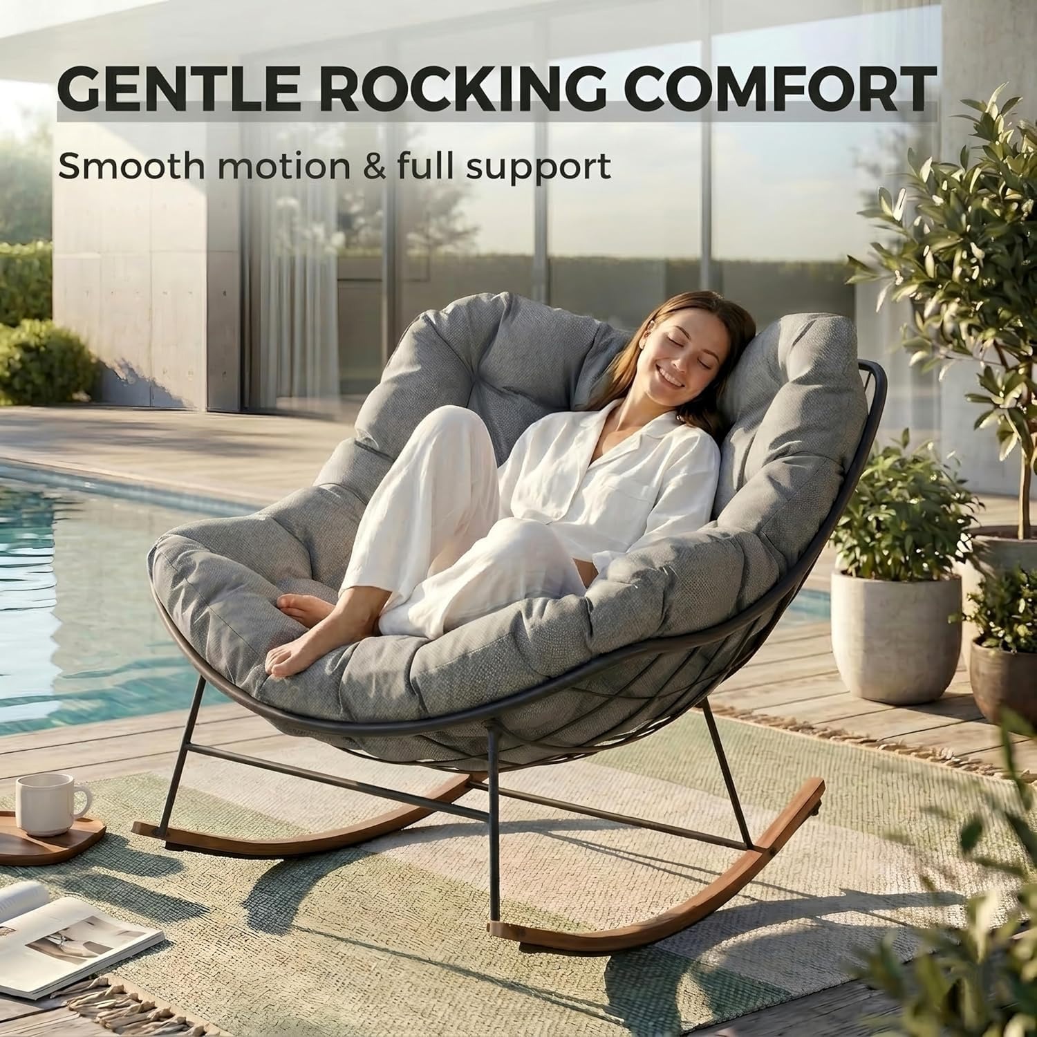 Grand patio Papasan Egg Rocking Chair