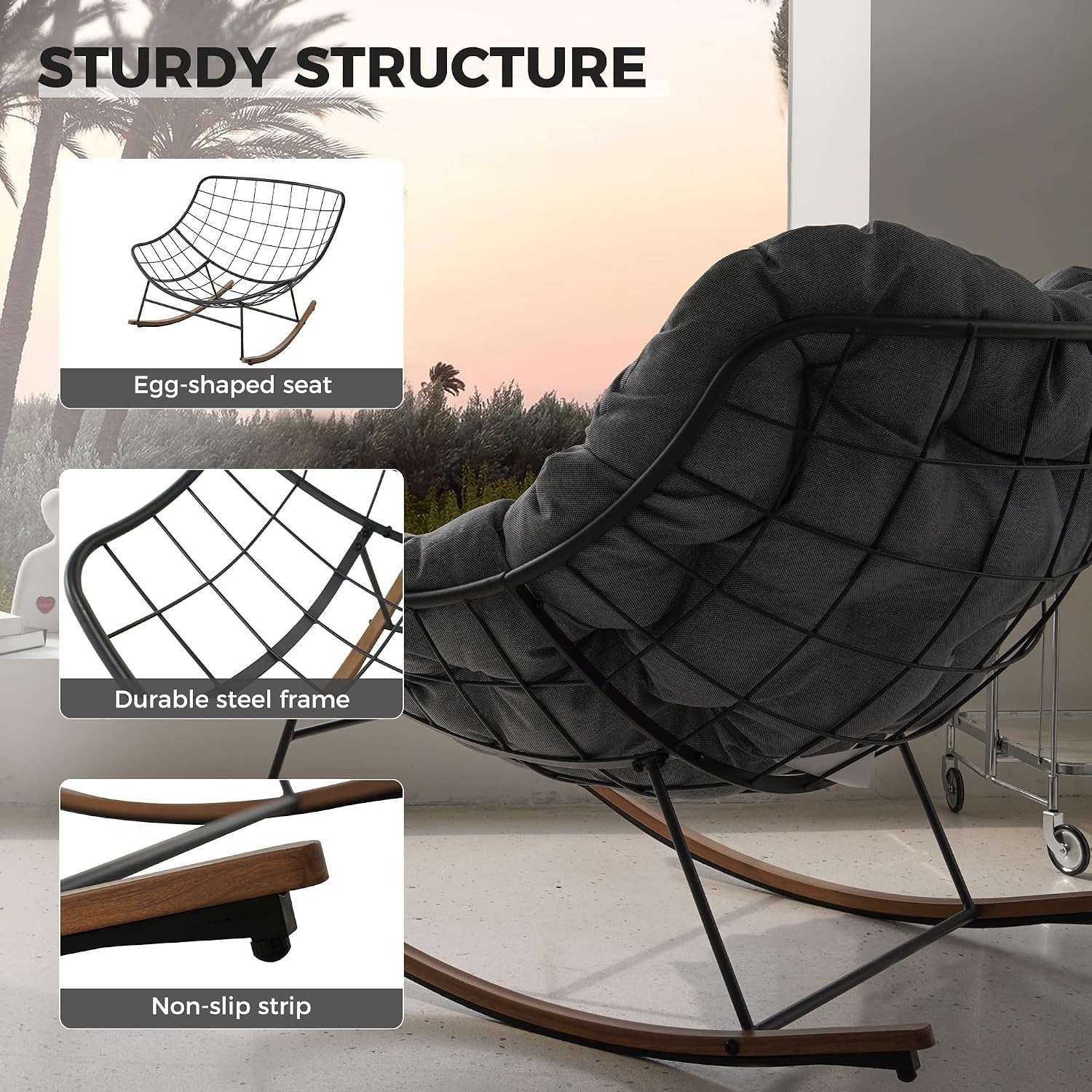 Grand patio Papasan Egg Rocking Chair