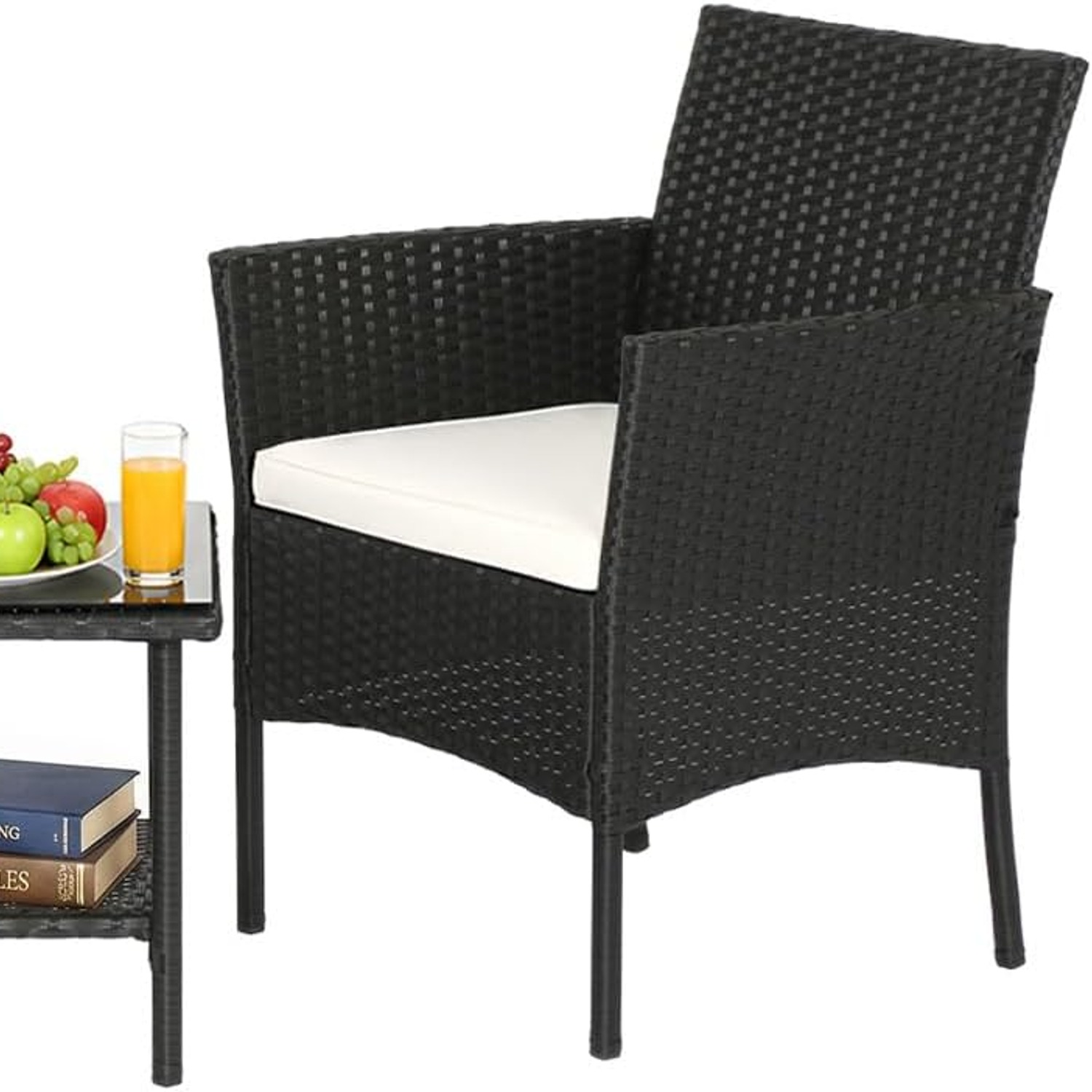 FDW Three-Piece Wicker Patio Conversation Set: image 1