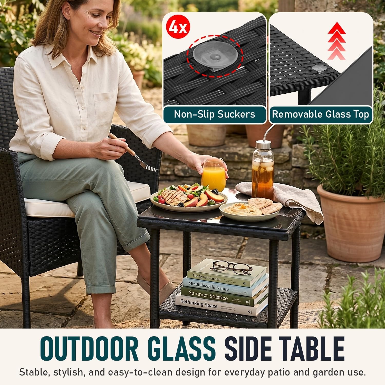 FDW Three-Piece Wicker Patio Conversation Set