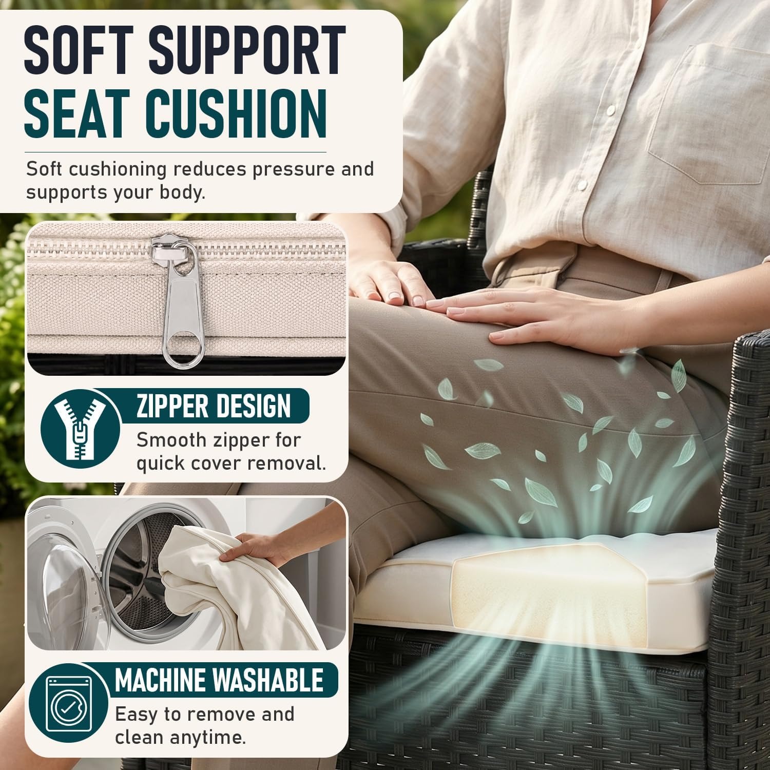 FDW Three-Piece Wicker Patio Conversation Set
